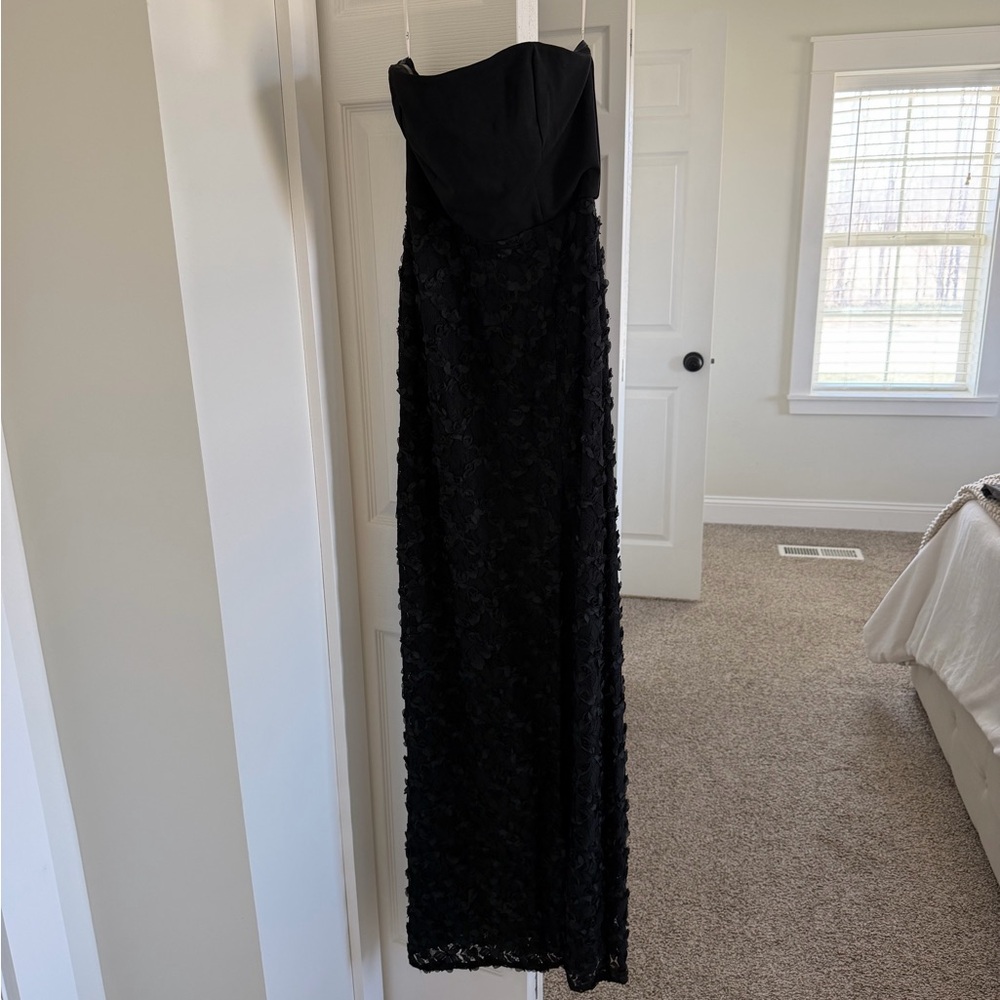 Lulu's Black Strapless Lace Dress